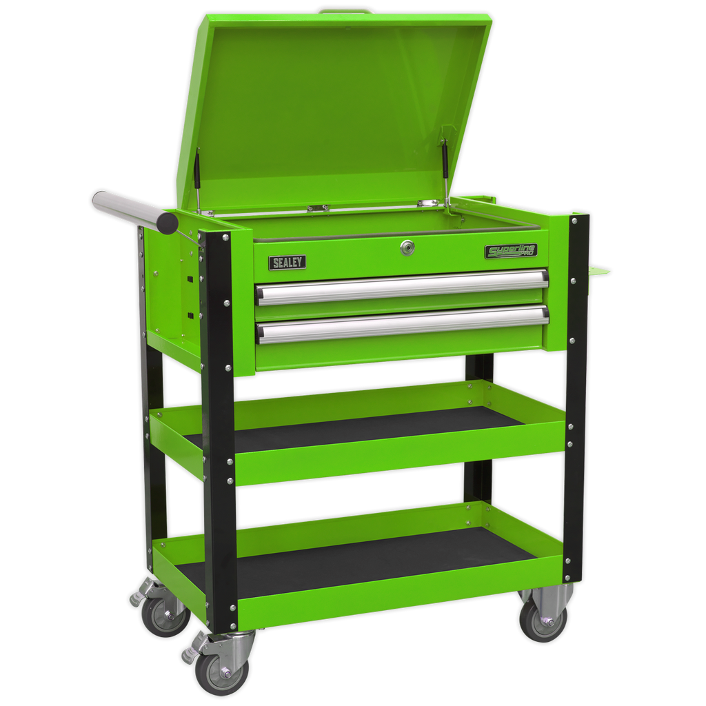 Sealey Heavy Duty 2 Drawer Mobile Parts Trolley with Lockable Top - AP760MHV