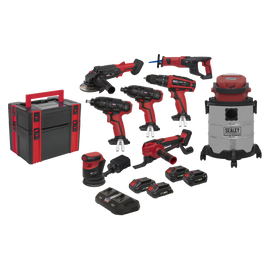 Sealey 8x 20v SV20 Series Cordless Tool Combo - CP20VCOMBO4