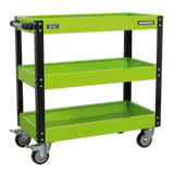 Sealey Workshop Trolley 3 Level Tool Cart Heavy Duty Hi-Vis Green - CX110HV