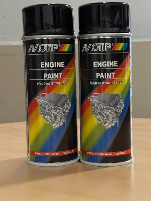 2x Motip Gloss Black Engine Paint 400ml