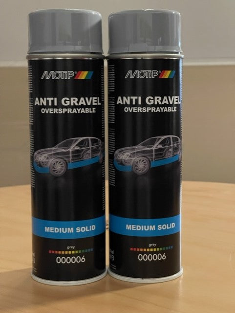 2x Motip Grey Anti-Gravel Spray Paint 500ml